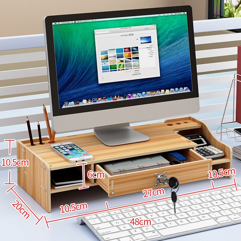 Computer Monitor Increase Rack Bracket File Rack Wooden Office Desk Storage Finishing Rack Shelf Storage Box Office storage box