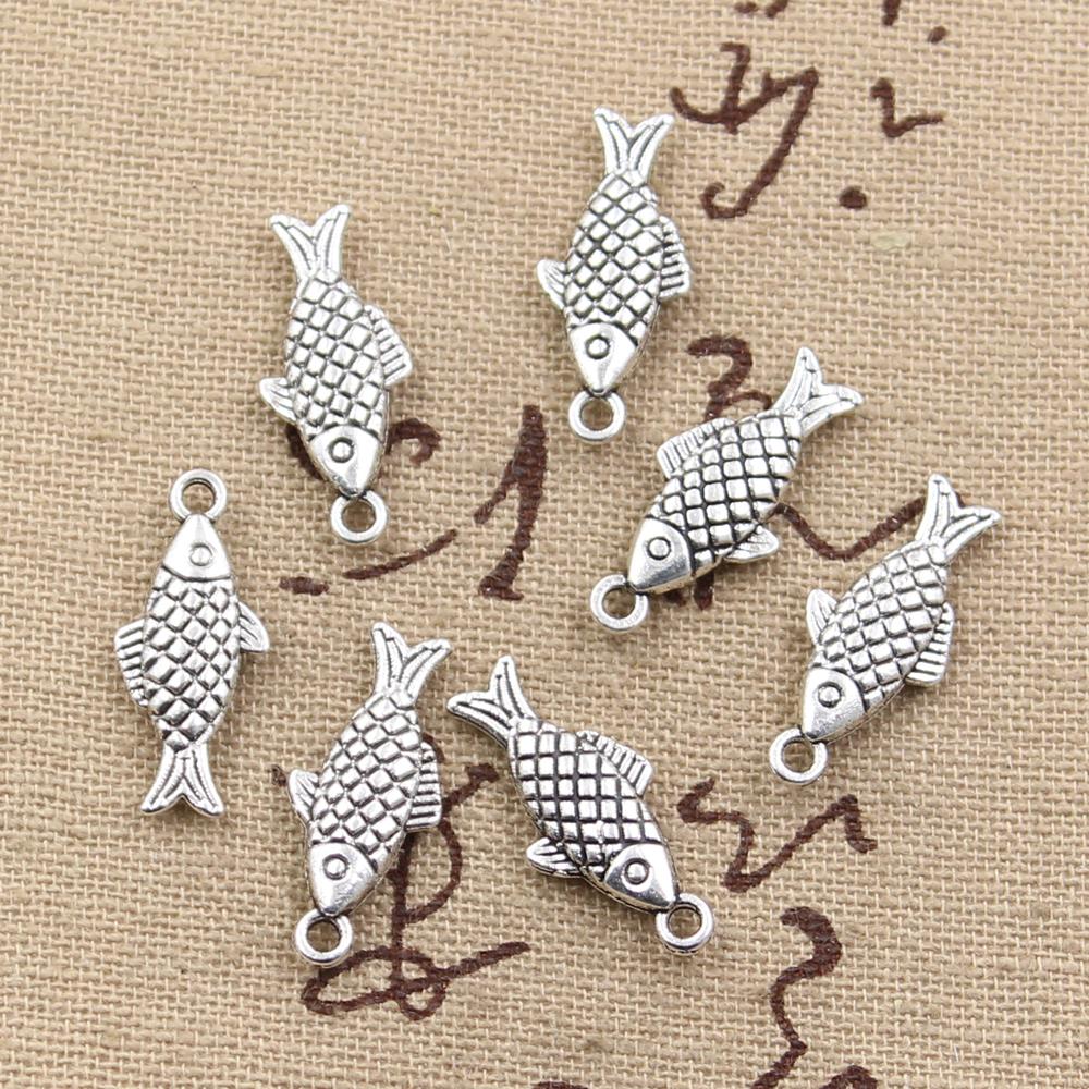 30pcs Charms dubbelzijdig vis 20x8mm Antiek Zilver Brons Plated Hangers Maken DIY Handgemaakte Tibetaans Zilveren bronzen Sieraden