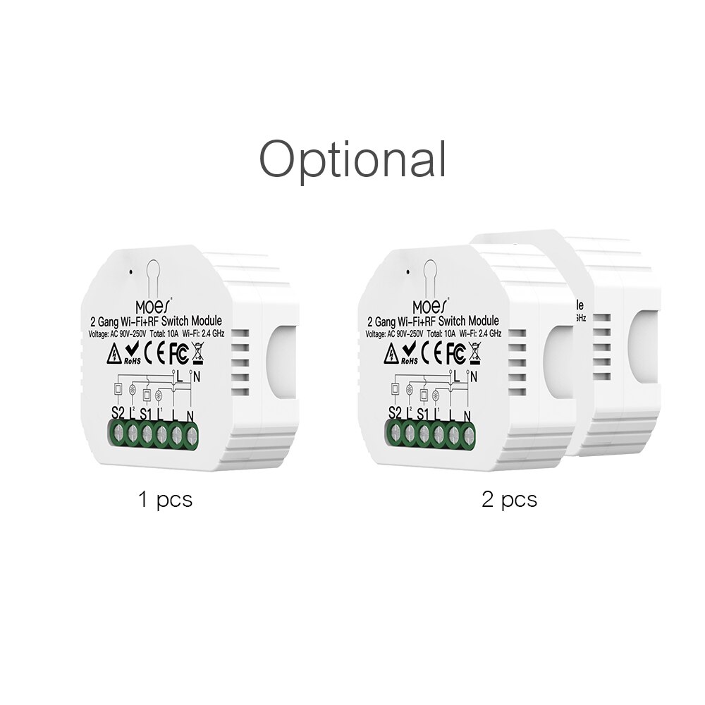 2 Gang Wi-Fi Switch Module Intelligent Light Switch Hidden Voice Control Compatible Alexa/ Google Home APP Control
