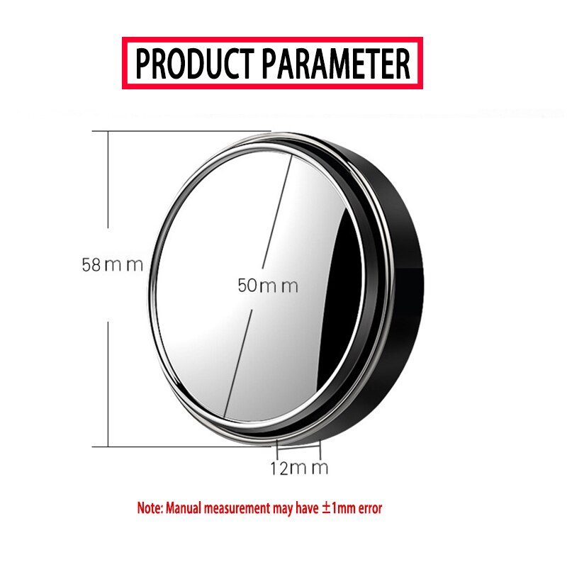 Rétroviseur D'angle Mort Rotatif 360° Pour Voiture - Diamètre 5 Cm, Adhésif 3M, Vision Large - Accessoire Sécurité - 12