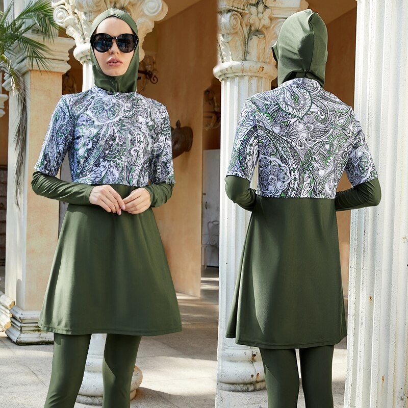 2022 muslimischen Bademode Anzug Frauen bescheiden Hijab Sport Badeanzug Islamischen Burkini ArabicTurkey Pakistanischen Strand Bourkini Schwimmbad Borkini