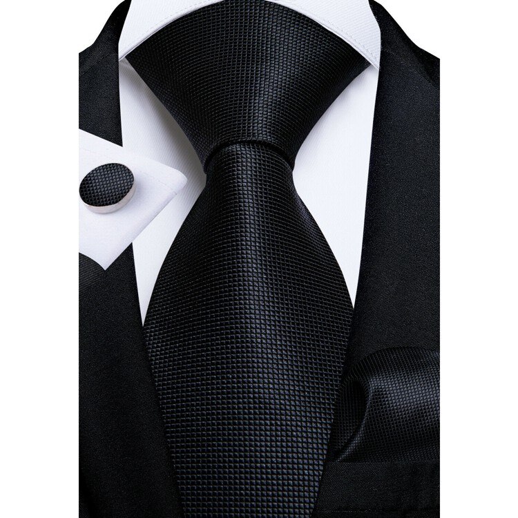 Mens Tie Handkerchief Necktie Cufflinks Set Black Ties for Men Cravat Party Man Wedding Dress Accessories: LD-GK-1