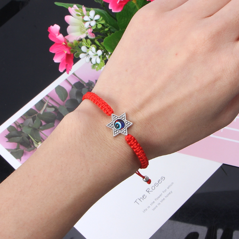 Geluk Kabbalah Red String Hamsa Armbanden Blauwe Boze Oog Fatima Hand Sieraden D5BF