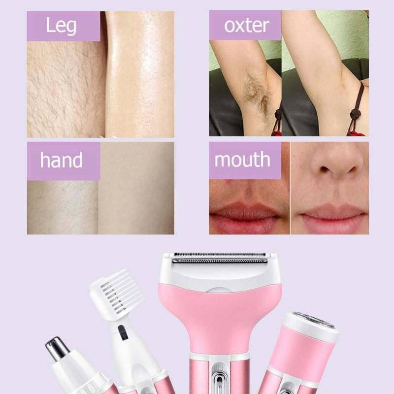 Kemei KM-6637 Electric Shaver 4 in 1 Rechargeable Hair Trimmer Women Hair Removal Machine Epilator Eyebrow Nose Trimmer Razor