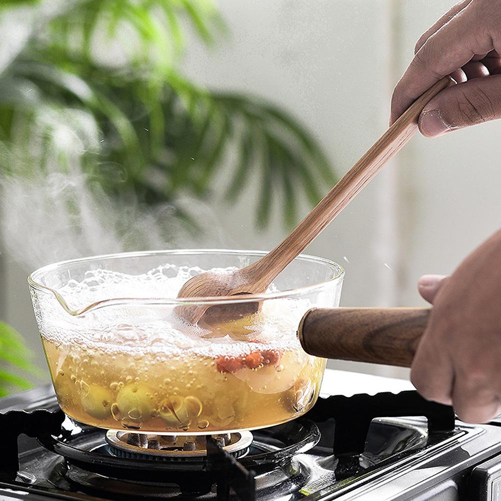 Glas Kookpot Melk Instant Noodle Pot Soep Voorraad Pap Potten Houten Handvat Open Vlam Verwarming Keuken Kookgerei Pot