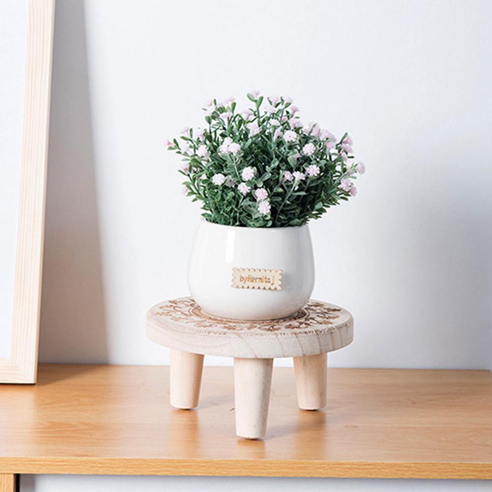 Wooden Plant Stand Flower Pot Base Holder Stool Indoor Outdoor Garden Succulent Flower Display Plant Stand Shelf Bonsai Holder