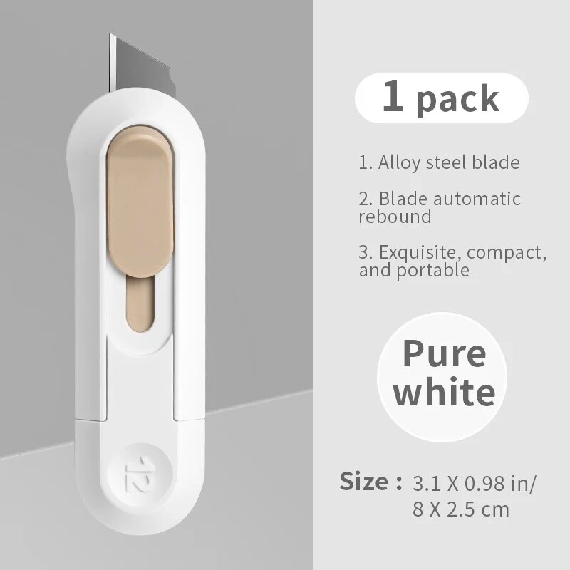 1PC Mini Papier Schneiden Kasten Opner Tragbare Kleine Papier Schneiden Messer Tapete Messer Schreibwaren Unboxing: verrotten