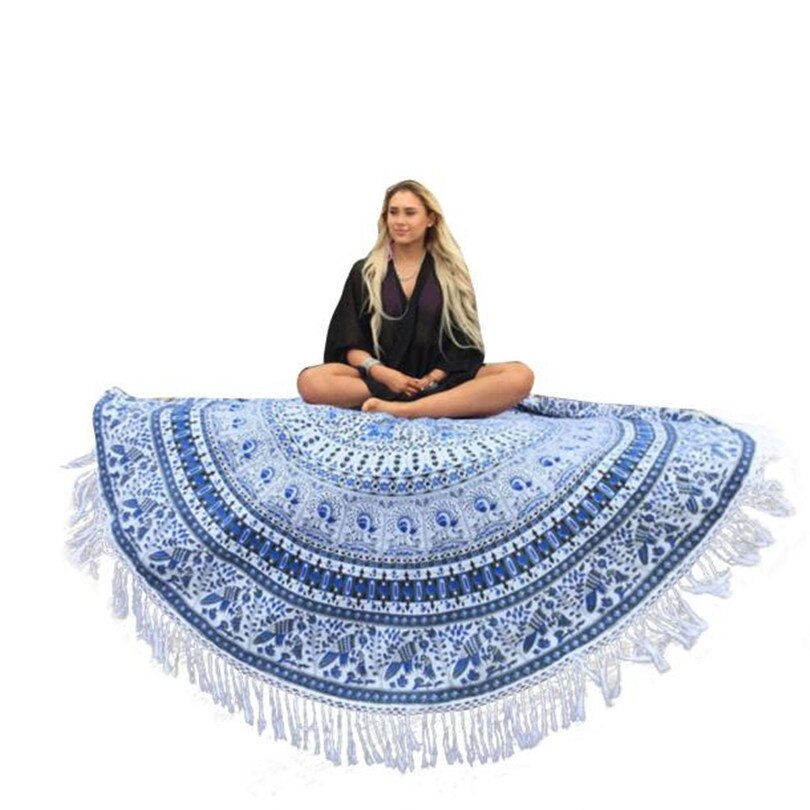 Strand rund hippie dusk gobelin strand kast mandala håndkle yogamatte bohemsk  #3 m 04: En