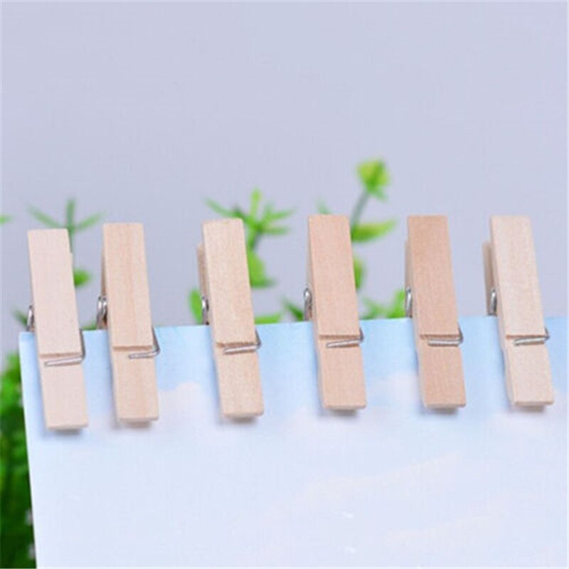 Mini broche de madera Natural para ropa, 50 Uds. X25 mm, papel fotográfico, pinzas para ropa, Color madera, artesanía, postal, decoración, Clip de pared de fotos