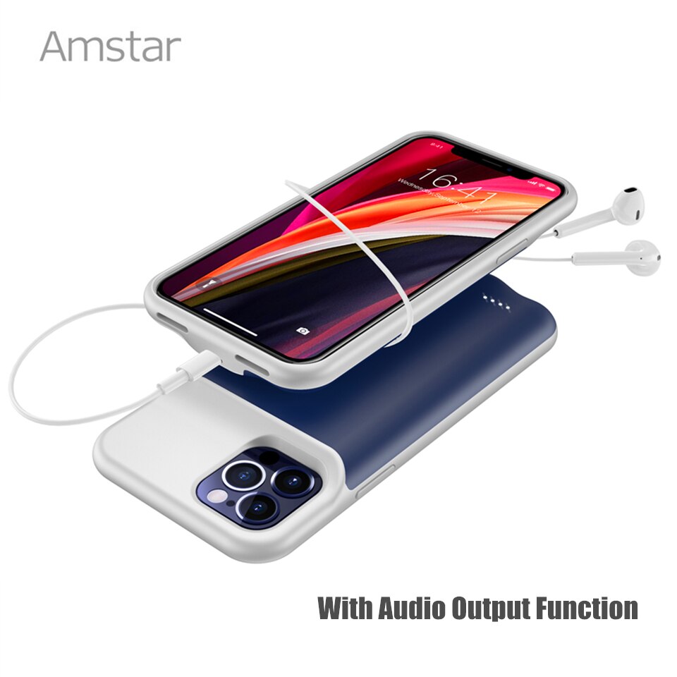 Amstar odporny na wstrząsy futerał na ładowarkę do iPhone 12 Pro Max 12 Mini Powerbank Case zewnętrzny zestaw do ładowania baterii