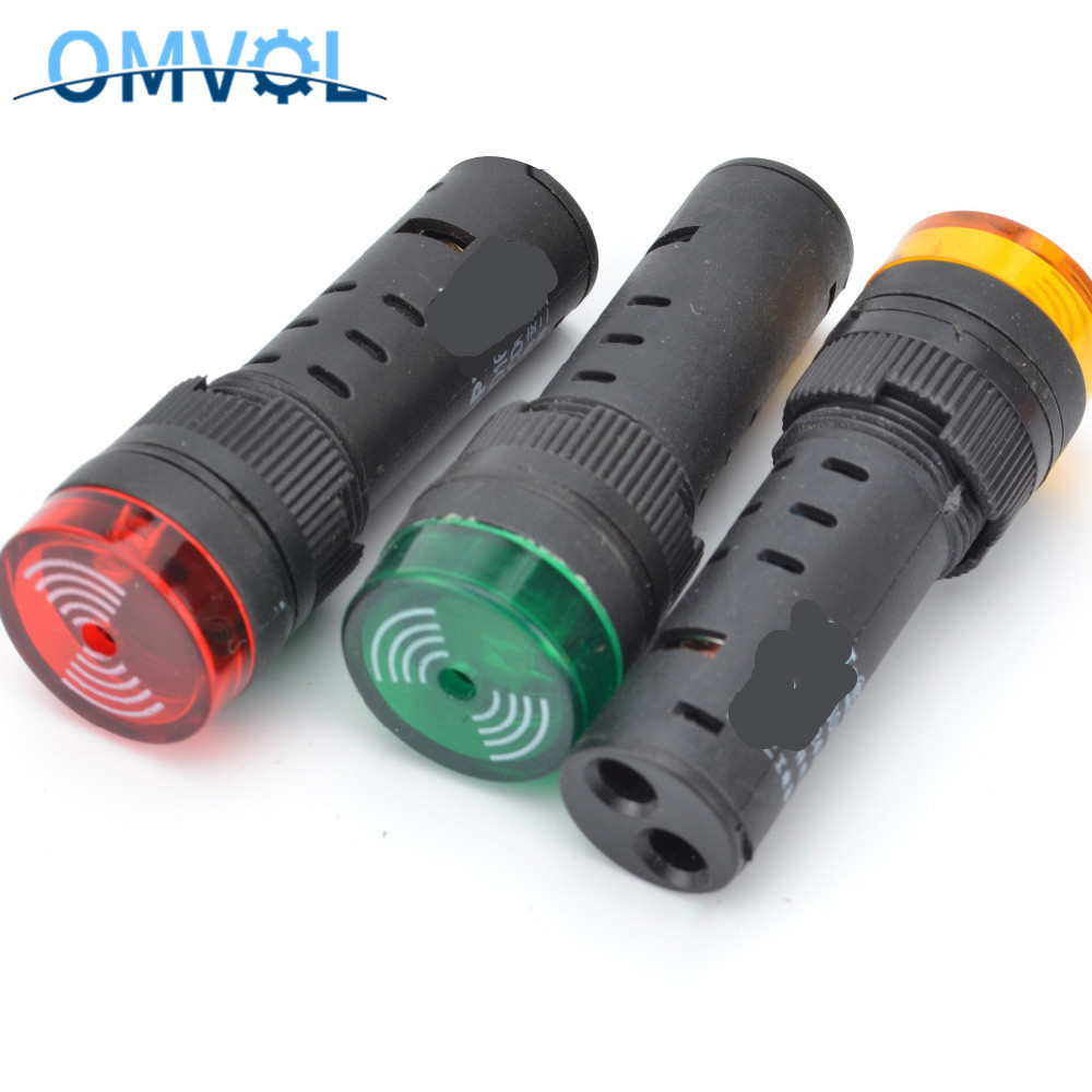 1PC 16mm Panel Mount led Indicator buzzer 5V 12V 24V 220V led buzzer Flash Light
