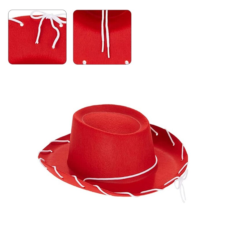 Cool Western Vilt Bruin Rood Cowboyhoed Verstelbare Voor Halloween Rollenspel Festivals Thema Party Kostuums Voor Jongens Meisjes