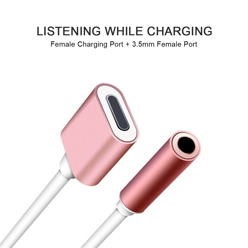 Lightning to 3.5mm Headphones Jack Adapter, 2 in 1 Charger and Aux Audio Splitter for iPhone 7 8 12 11 XR Support iOS 10.2 Syste