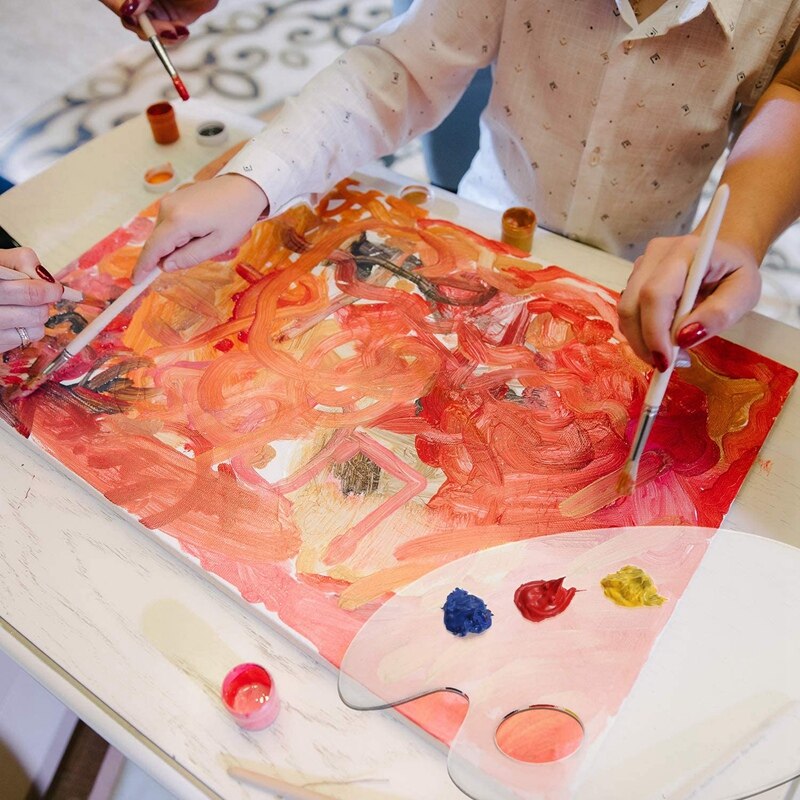 2Pcs Acrylic Paint Palette Ellipse/Rectangle Non-Stick Art Palette Clear Painting Palette for DIY Art Craft Painting