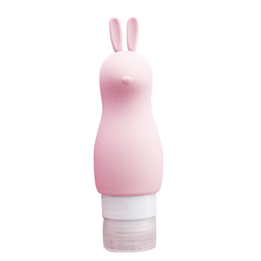 Botella vacía portátil de champú, Gel de ducha cosmético con forma de conejo y oso de dibujos animados, 90ml: Pink Rabbit