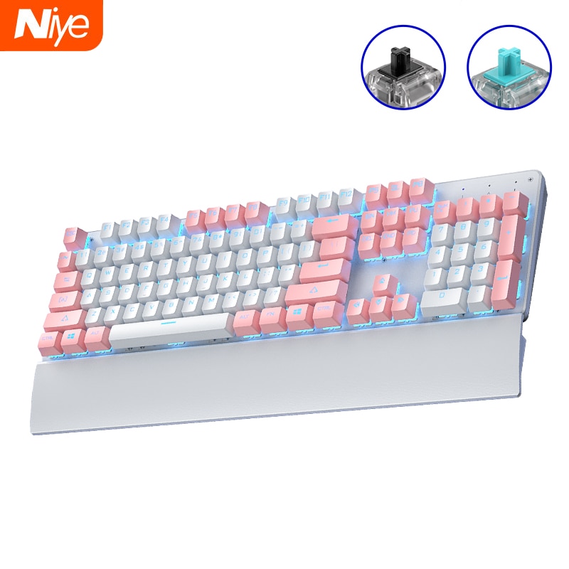 Wired Gaming Keyboard Blue Black Switch Mechanical Keyboard RGB Backlit 104 keys Anti-ghosting Laptop PC Gamer Pink Keyboards