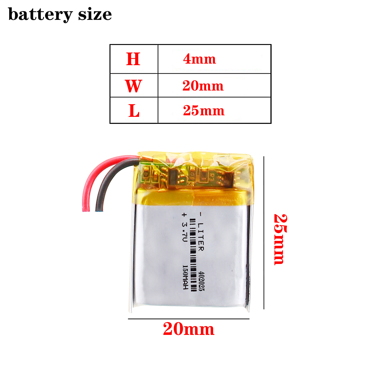 best battery brand 3.7V lithium polymer battery 351724 352025 150MAH 402025 camera pen recorder Bluetooth Battery