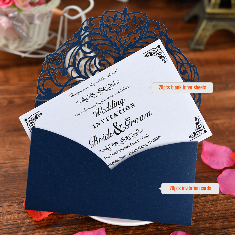 20Pcs Wedding Invitation Cards Pearl Paper Invitation Cards for Wedding Invitation Holder Wedding Birthday Anniversary Supplies