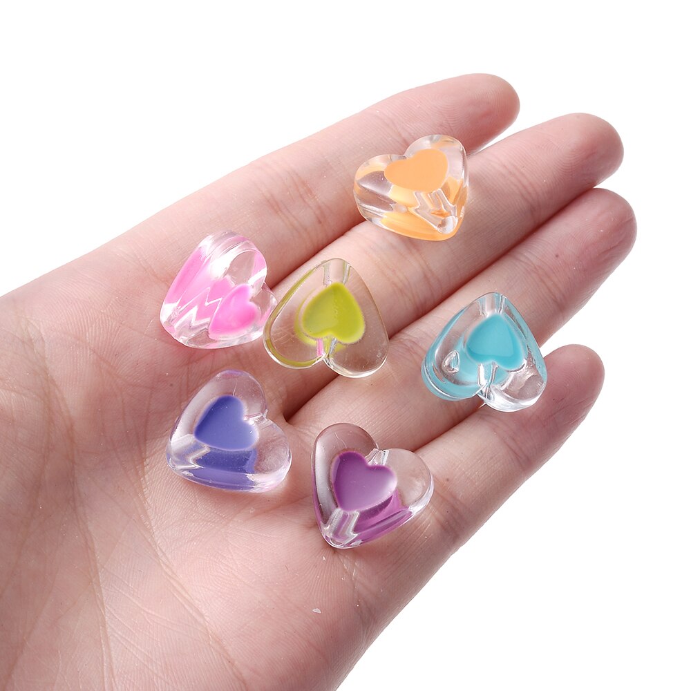 Iyoe 20 stück mehrfarbige, transparente bonbonherzperlen, süße acryl-abstandshalterperlen zur herstellung von schmuck, armbändern, halsketten und ohrringen