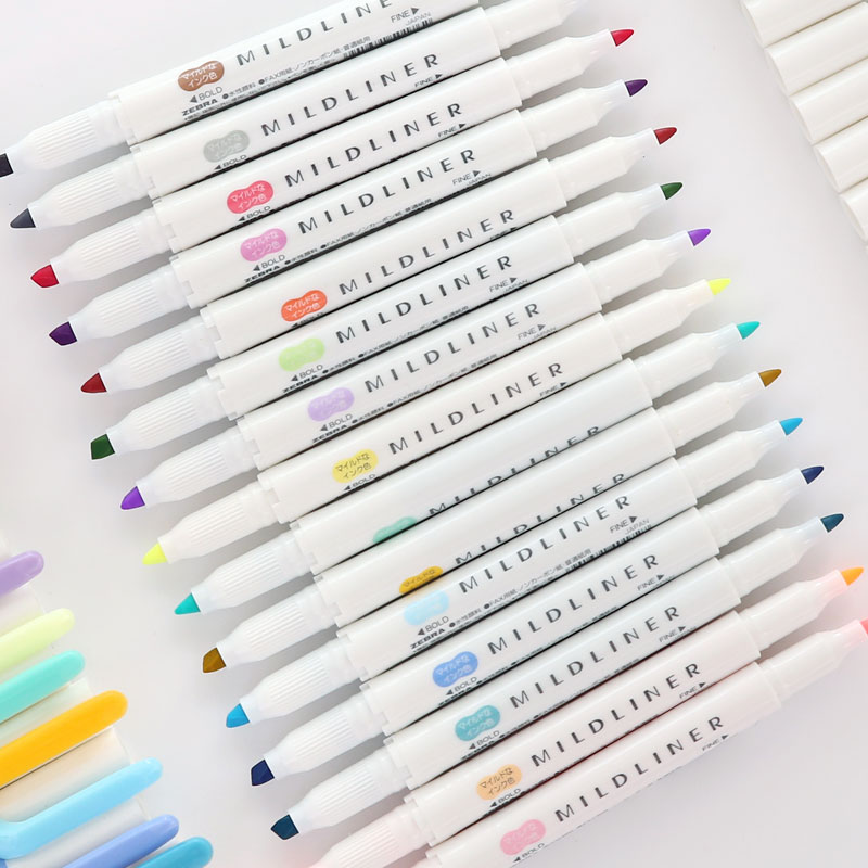 3pcs or 5pcs/set zebra mildliner color Japanese stationery double headed fluorescent pen hook pen color Mark pen kawaii