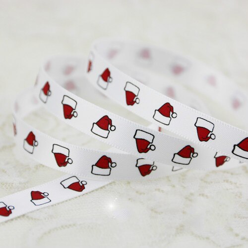 Rubans en Satin -grain 10mm, 2 mètres/lot, pour décoration de la saint-valentin, noël, pour emballage: White Christmas Cap