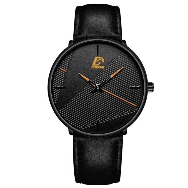 Herreure simple mænd business ultra tyndt rustfrit stål mesh bælte quartz ur minimalistiske armbåndsure til mænd: L sort gul