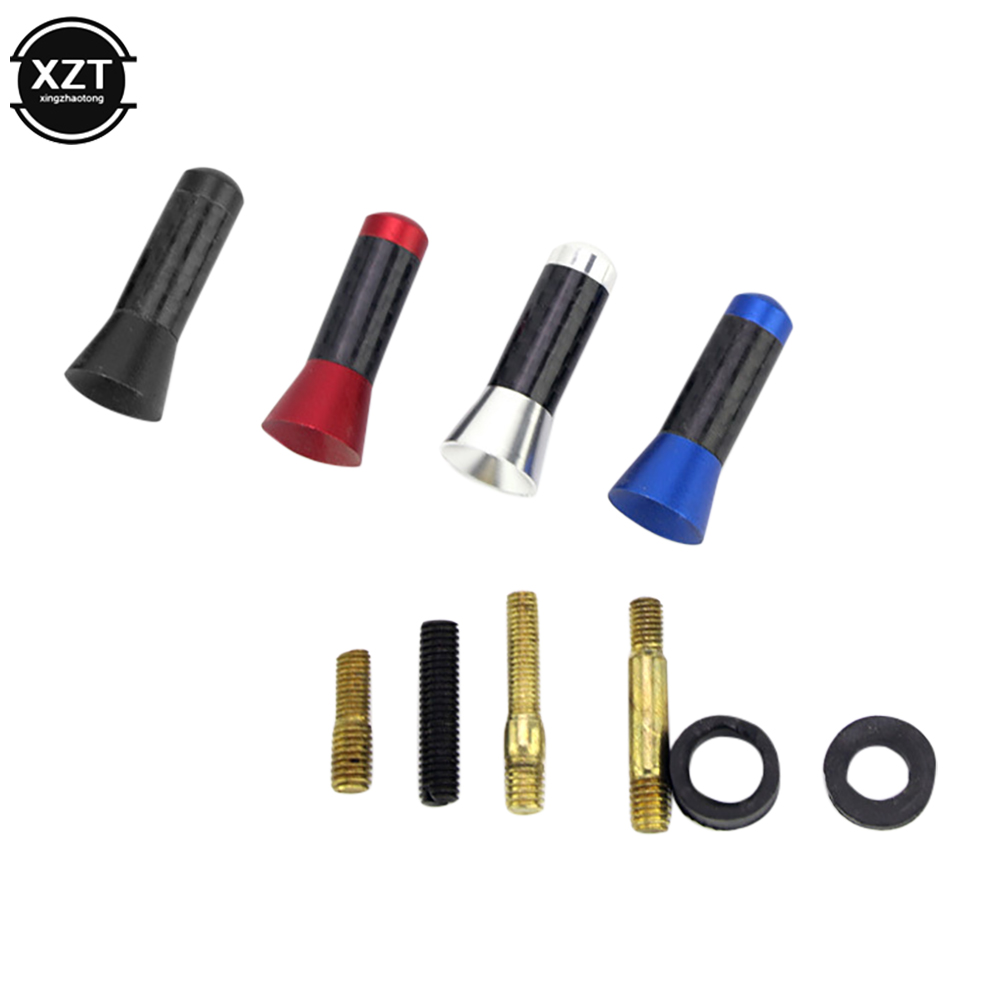 Antenne de toit de voiture 3.5cm, Signal amélioré FM/AM, vis en Fiber de carbone, mât court et trapu en métal, accessoires aériens d'autoradio