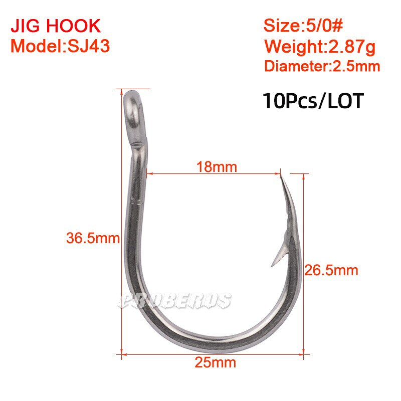 Anzuelos de pesca de protección contra la corrosión en agua de mar, anzuelos de Pesca de Japón, anzuelos de pesca de una sola plantilla, aparejos de anzuelo de pescado, tamaño 1/0-13/0 #: Size5-10pcs