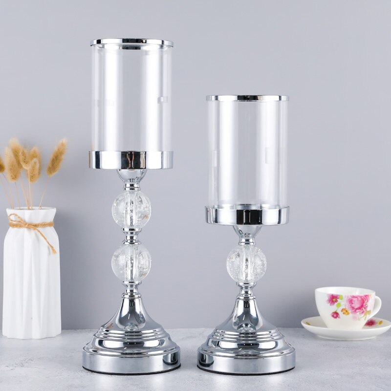 Europe Metal Crystal Candlesticks Candle Holder For Coffee Dining Table Wedding Christmas Halloween Party Home Decoration ZXC004