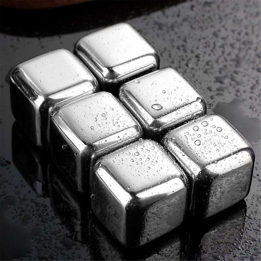 Whisky Stones Ice Cubes Set Reusable Food Grade Stainless Steel Wine Cooling Cube Chilling Rock Party Bar Tool With Clip
