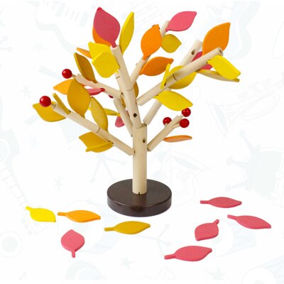 candice guo! Cute educational wooden toy leaf cutting tree assembly game baby DIY toy early learning kids birthday 1set: Yellow