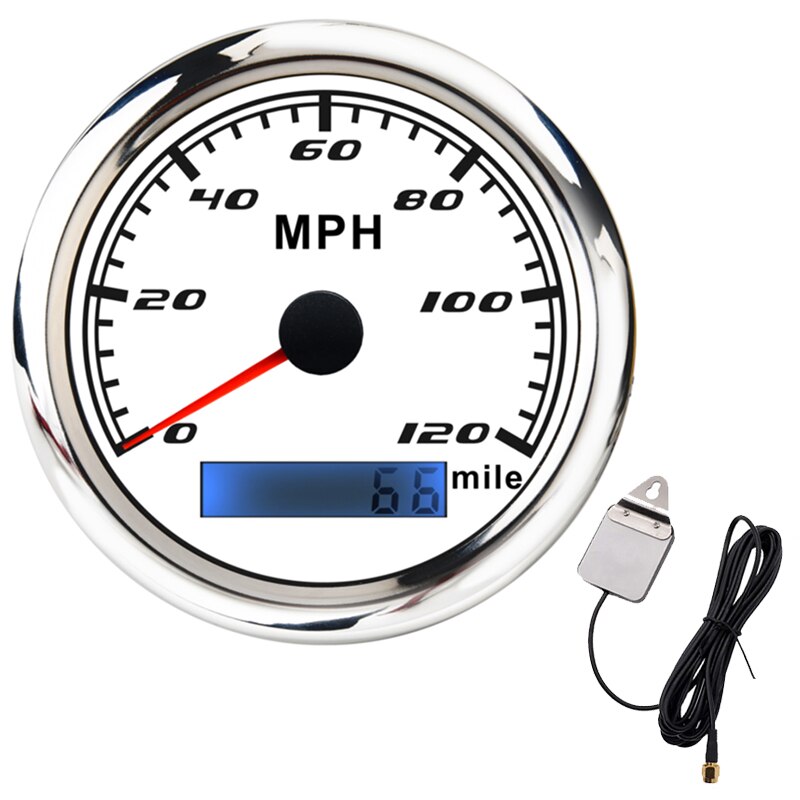 30 MPH Speedometer With GPS Antenna 60MPH Waterproof Speedometer 120 MPH For Car Boat Motorcycle Red Backlight