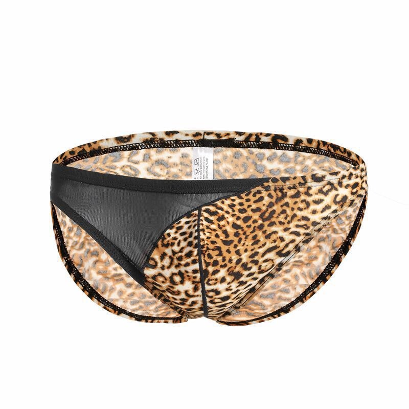 Style Brand Men&#39;s Gay Underwear Leopard Briefs Tide Wild Male Thin Underpants Cool Breathable Panties: 1 / XL