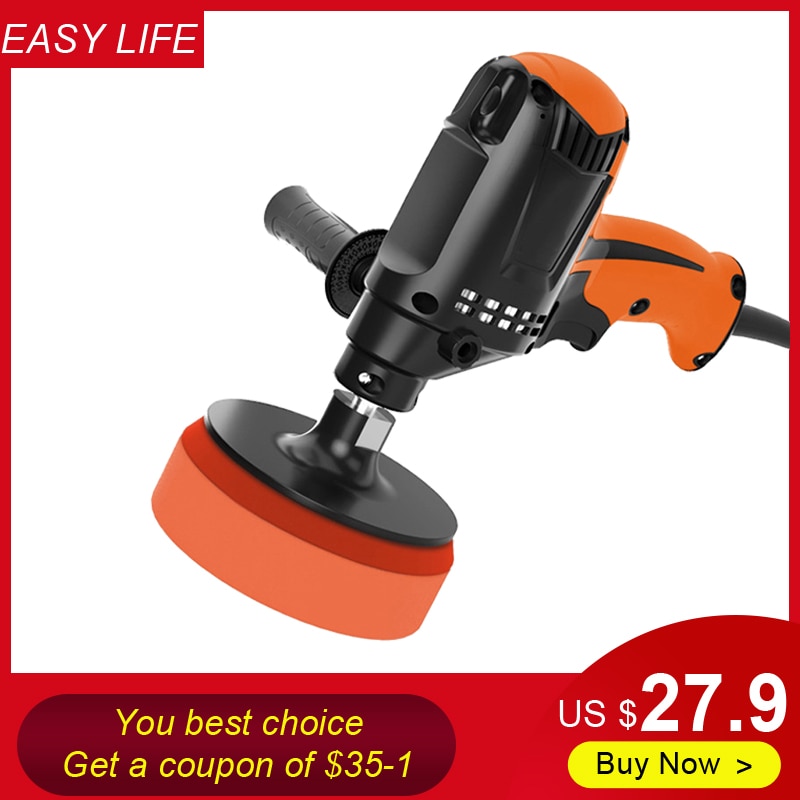 Pulidora eléctrica para coche, máquina de encerado, herramienta de pulido para automóvil, 6 engranajes de velocidad ajustable, 980W