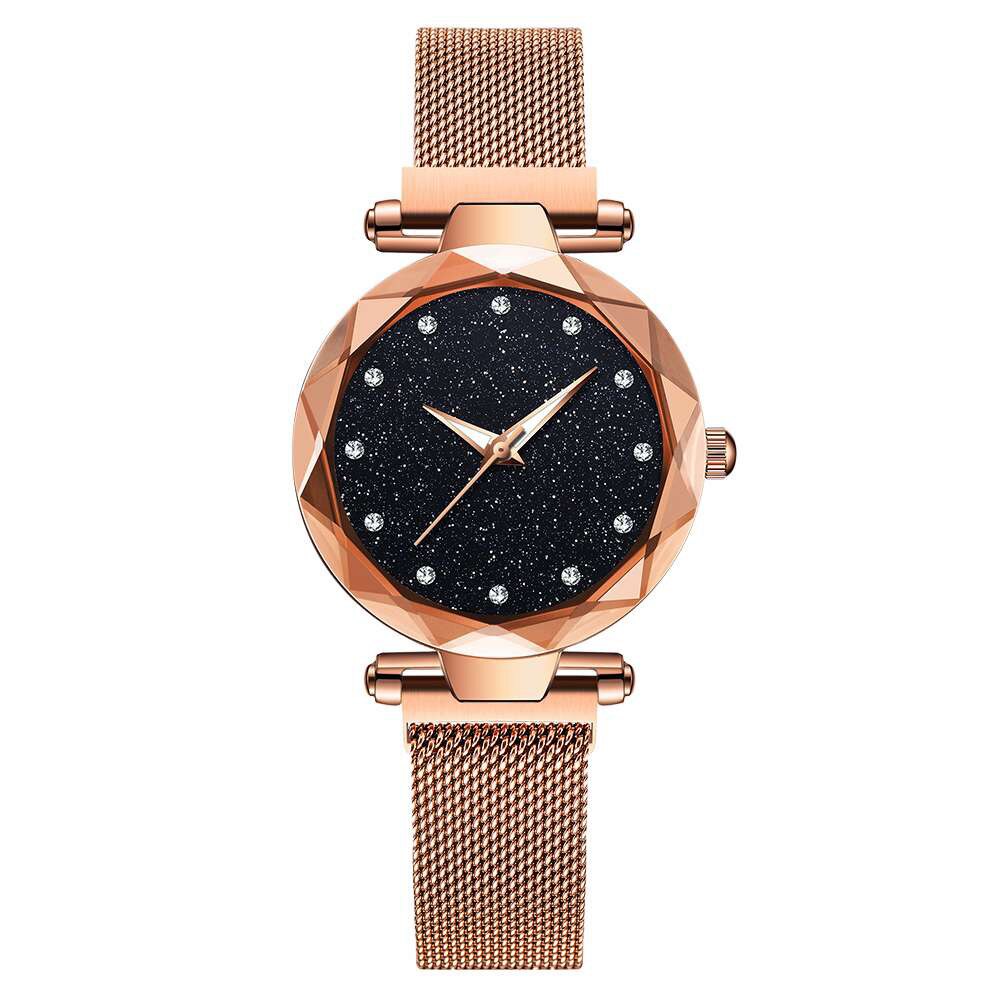 Luxe Vrouwen Horloges Dames Magnetische Sterrenhemel Klok Diamanten Vrouwelijke Quartz Horloges relogio feminino zegarek damski: Rose