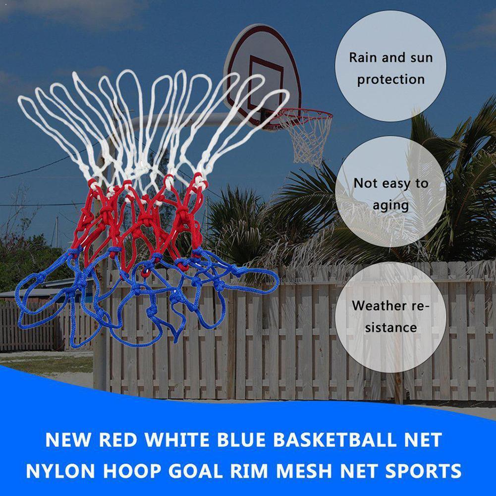 1pcs Nylon Basketball Net Mesh Basketball Backboard Outdoor Rim Rim Ball Hoop Tools Mesh Red Goal White Sports Blue O0F2