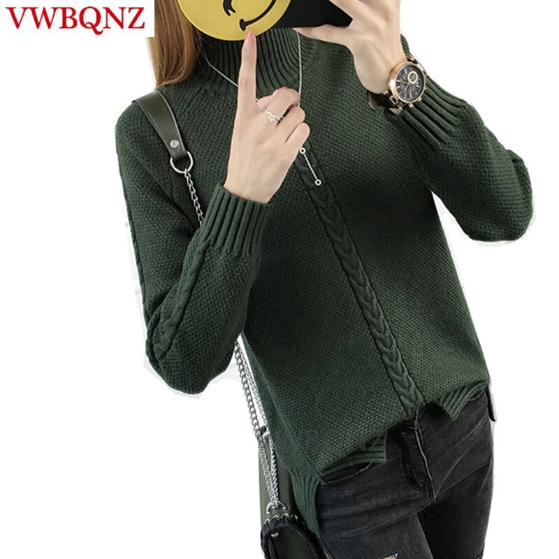 Women Turtleneck Winter Warm Sweater Long Sleeve Loose Casual Knitted Women Sweaters And Pullovers Female Jumper Tops