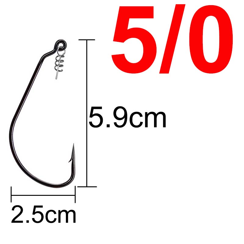 20 pcs Fishing Worm Hook with Spring Twist Lock Screw For Soft Worm Lure Bass Barbed Carp Crank Fishing Hook: 5l0