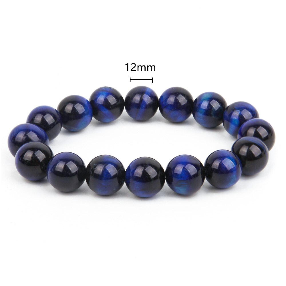 6/8/10/12Mm Natuurlijke Tiger Eye Crysta Kralen Stone Armbanden Voor Mannen Vrouwen Natuurlijke Kraal armband Boeddha Ketting Armbanden Unisex: 12mm Blue