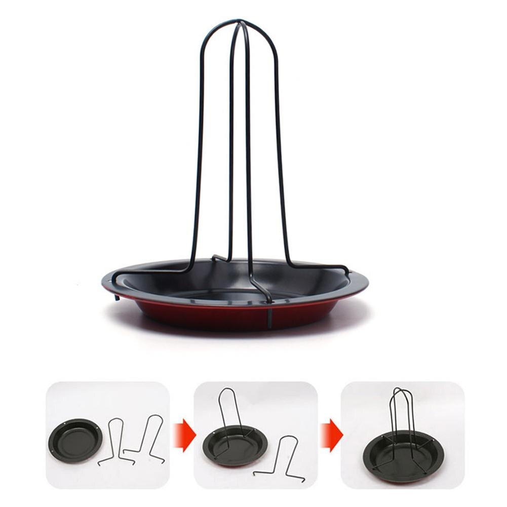 Carbon Staal Rechtop Kip Koffiebrander Rack Met Kom Tin Non-stick Koken Tools Bakken Pan Barbecue Grillen Bbq accessoires