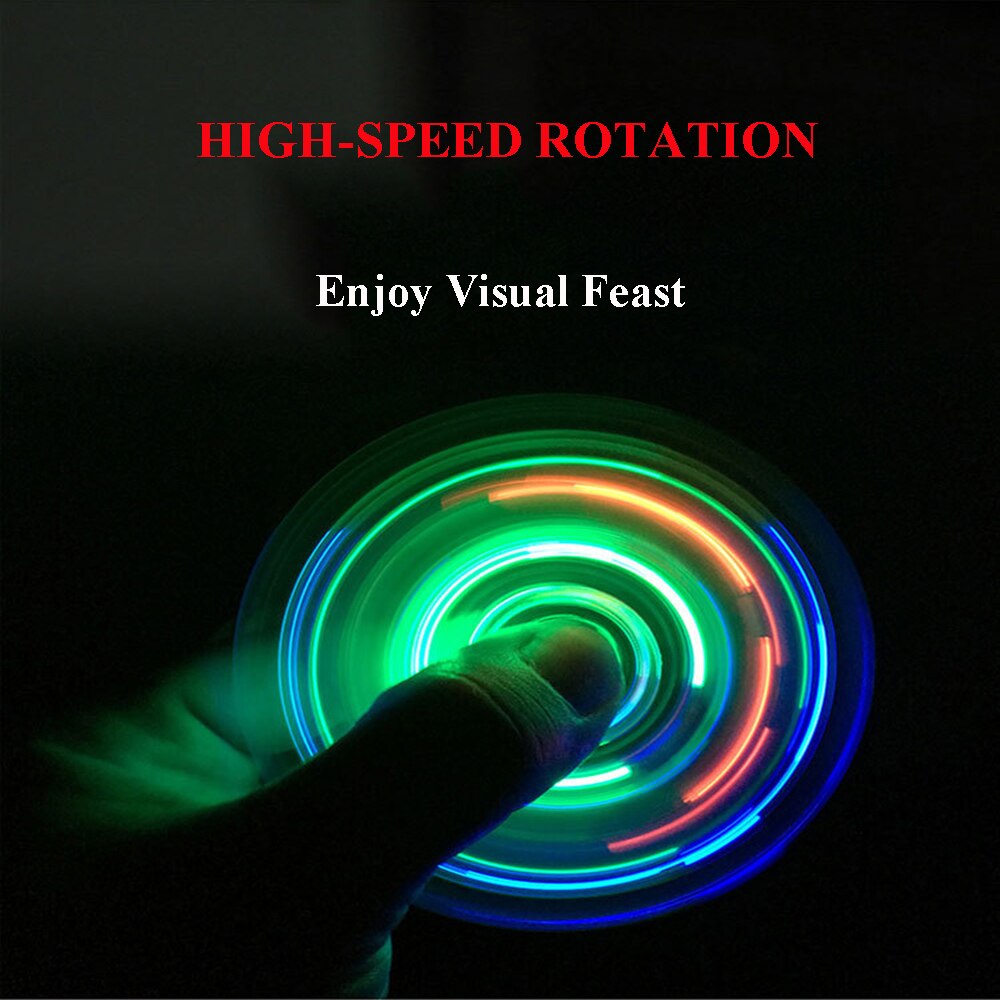 Led Licht Spinner Met Switch Plastic Edc Hand Speelgoed Voor Autisme En Adhd Relief Focus Angst Stress Speelgoed Rainbow