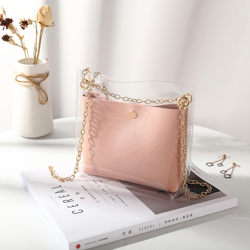 2019ins Vrouwen Transparante Crossbody Kleine Handtassen Luxe Schoudertas Vrouw Mini-Satchel Handtas Dames Handtassen Voor: Pure magnetic Pink