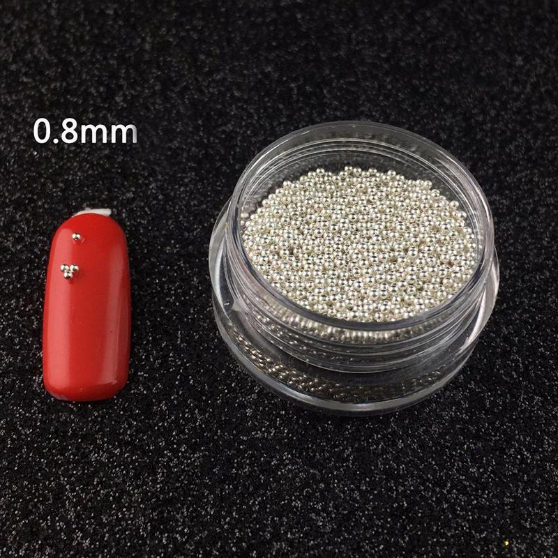 0.8mm 3d Metalen Staal Kralen Roestvrij Staal Voor Nagels Art Accessoires Gold Nail Kralen Micro Nail Art Decoraties Studs