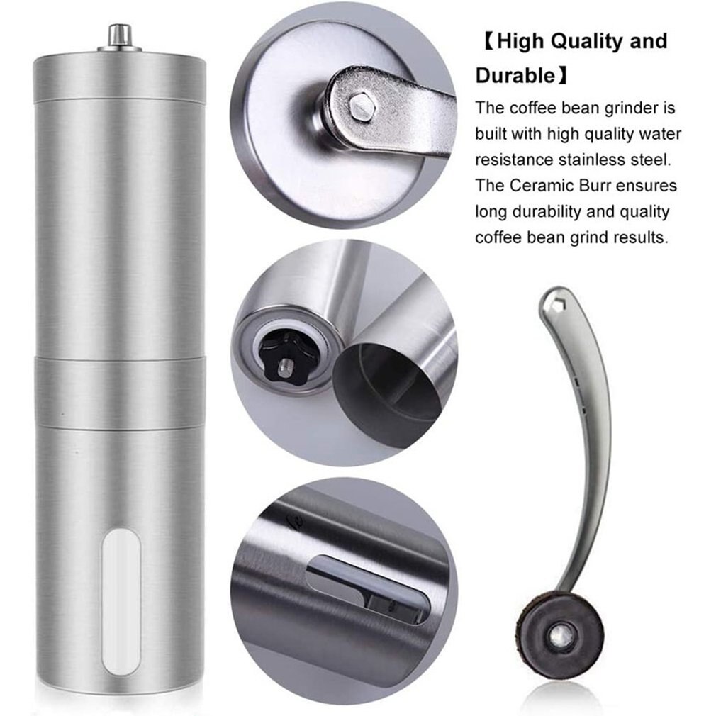 Silver Coffee Grinder Mini Stainless Steel Hand Manual Handmade Coffee Bean Burr Grinders Mill Kitchen Tool Grinders