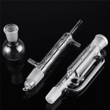 60ml Lab Chemistry Glass Soxhlet Extractor Condenser Set with 24/29 Flat Bottom Flask 225MM 29/32 Tube Lab Glassware Kit