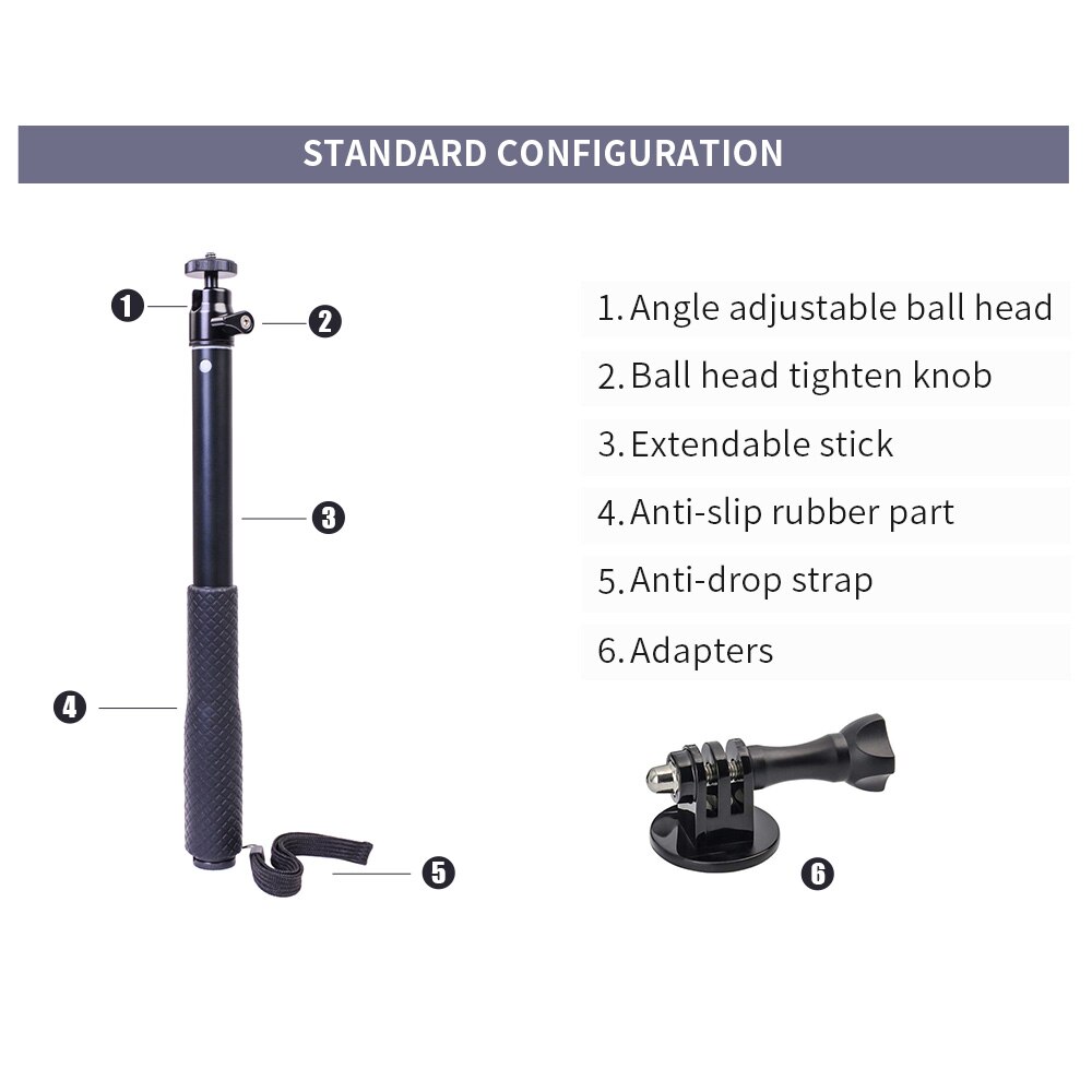 Aktion kamera Verlängerung Bar Teleskop Stange Verlängern selfie Stock für OSMO Aktion,Gopro 7 Smartphone gimbal, glatte 4 OSMO Handy, Mobiltelefon 2
