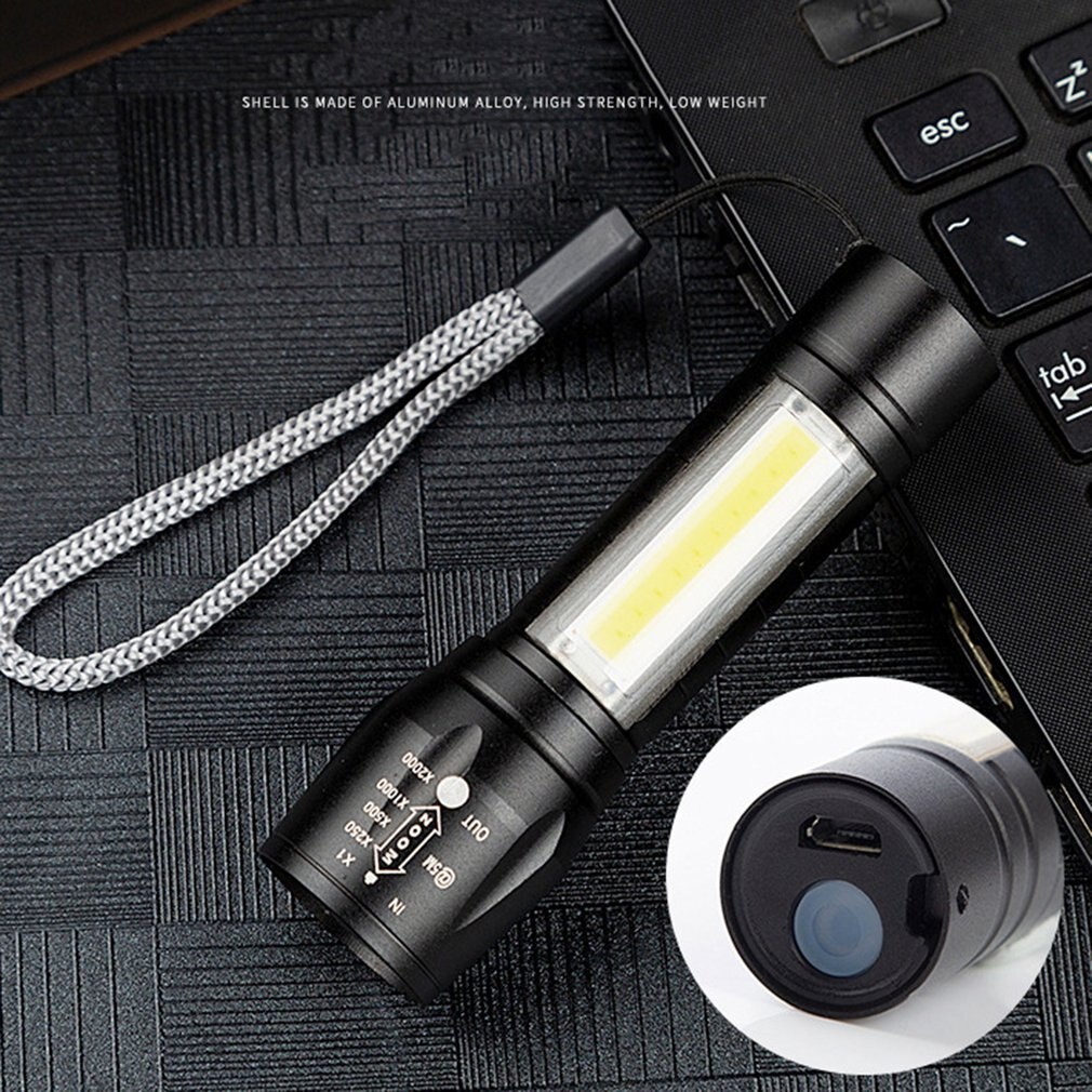 Multifunctional LED Flashlight USB Rechargeable battery Powerful T6 torch Side COB Light Flashlight tail magnet WorkLight