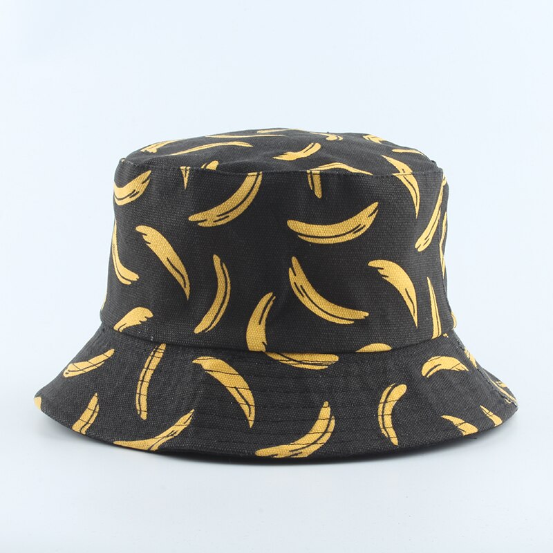 Panama Bucket Hat Men Women Summer Bucket Cap Banana Print Bob Hat Hip Hop Gorros Fishing Fisherman Hat