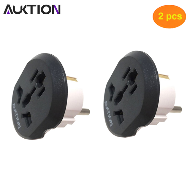 AUKTION Universal European Adapter 16A 250V AC Travel Charger Wall Power Plug Socket Converter Adapter for Home Office: 2 pcs black