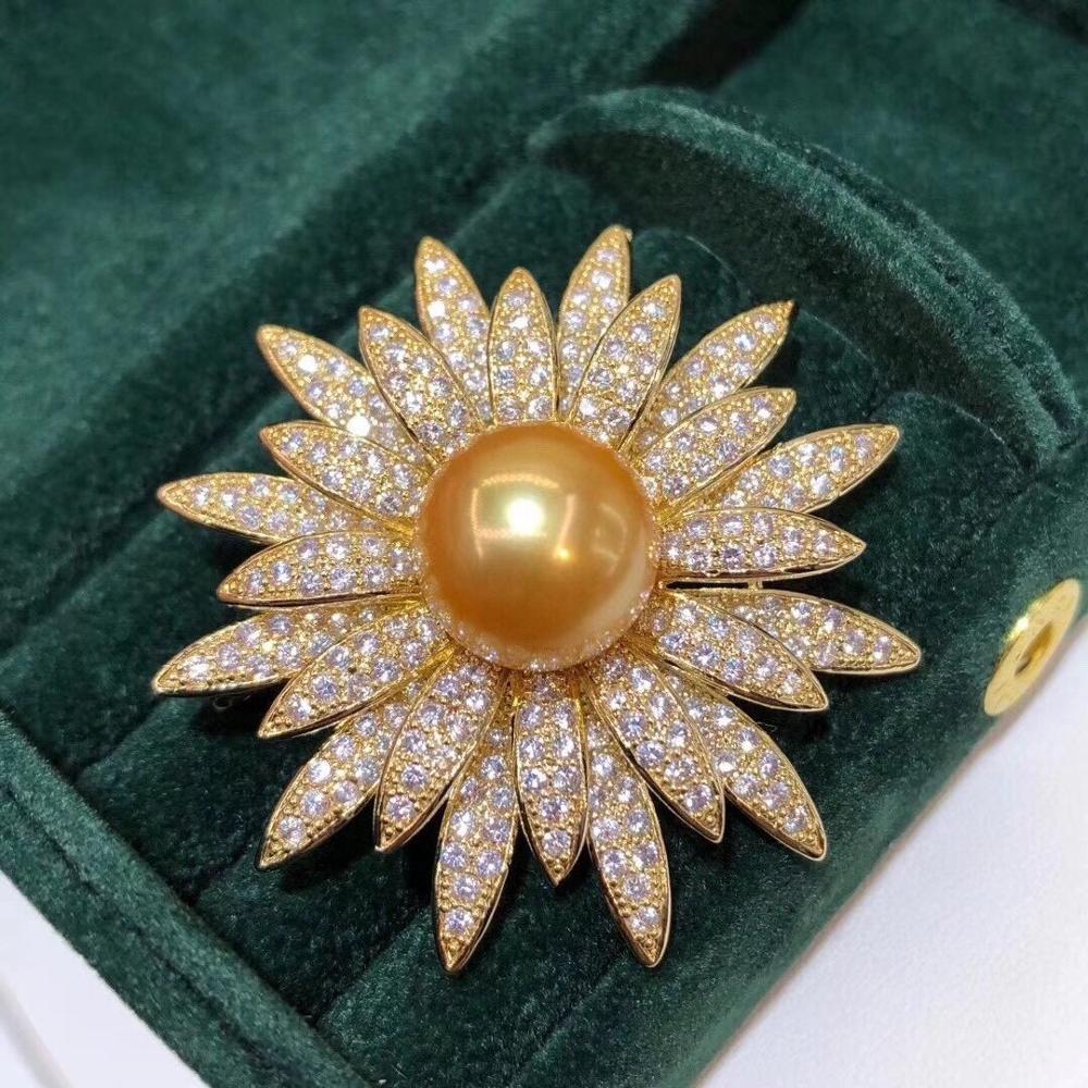 D925 Perle Brosche Edlen Schmuck Gold Gefüllt 10-11mm Frische Wasser Gold Perle Brosche Für Frauen Feine Präsentiert